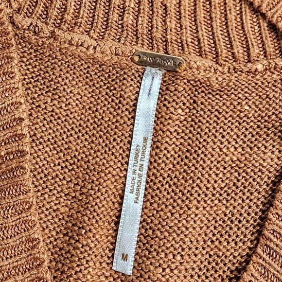 Free People Womens Knit Hannah Sweater Vest Tunic, V-Neck,Brown, Size M - Picture 5 of 8